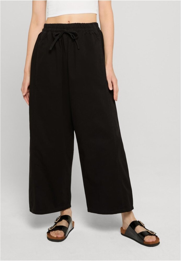 Ladies Barrel Cropped Cotton Pants - black L