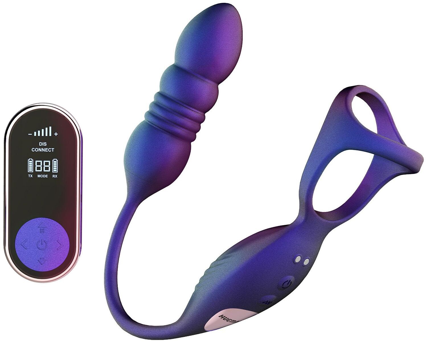 Hueman Kroužek na penis s přirážecím análním vibrátorem (+ dálkový ovladač) Deep Impact - Hueman