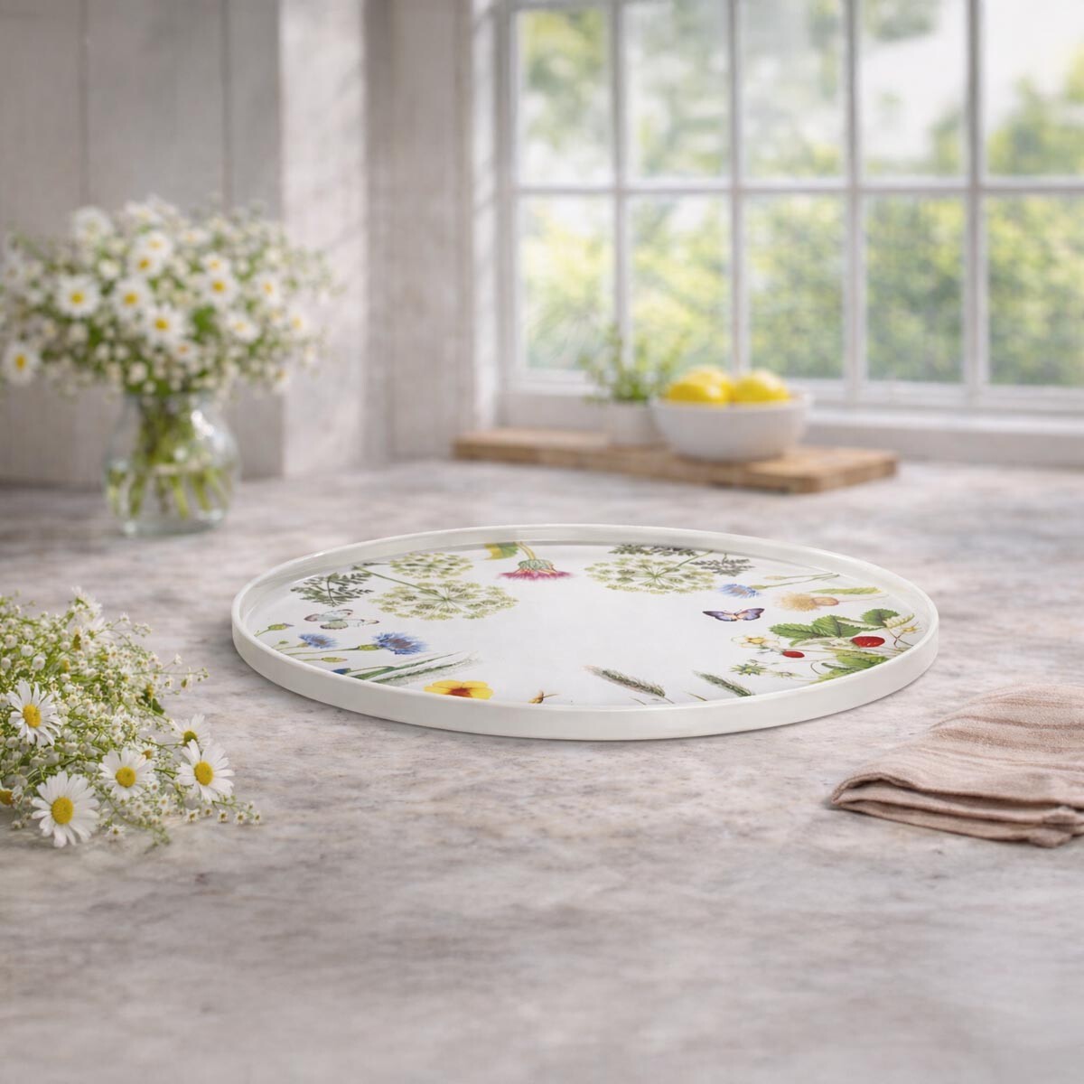 Gilde Dortový porcelánový talíř Divoké květy