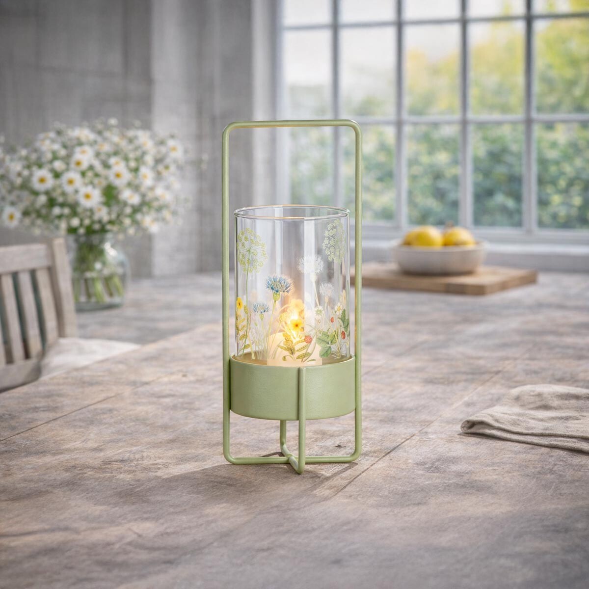 Gilde Skleněný svícen Divoké květy