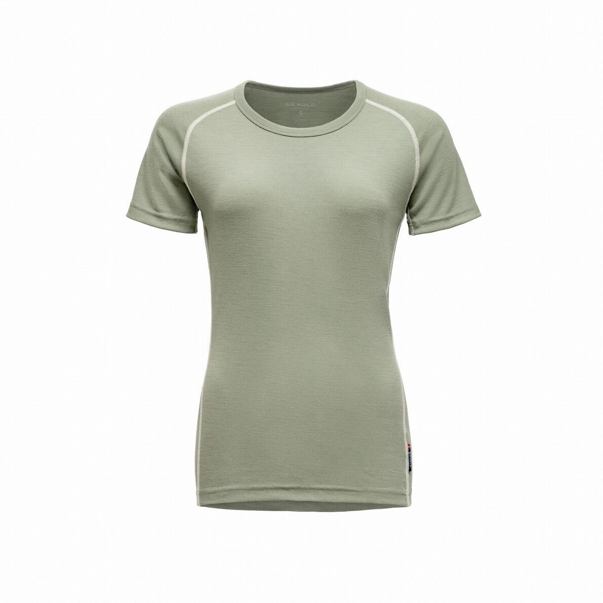 Dámské funkční triko Devold Lauparen Merino 190 Base Tee Wmn Velikost: S / Barva: zelená/bílá