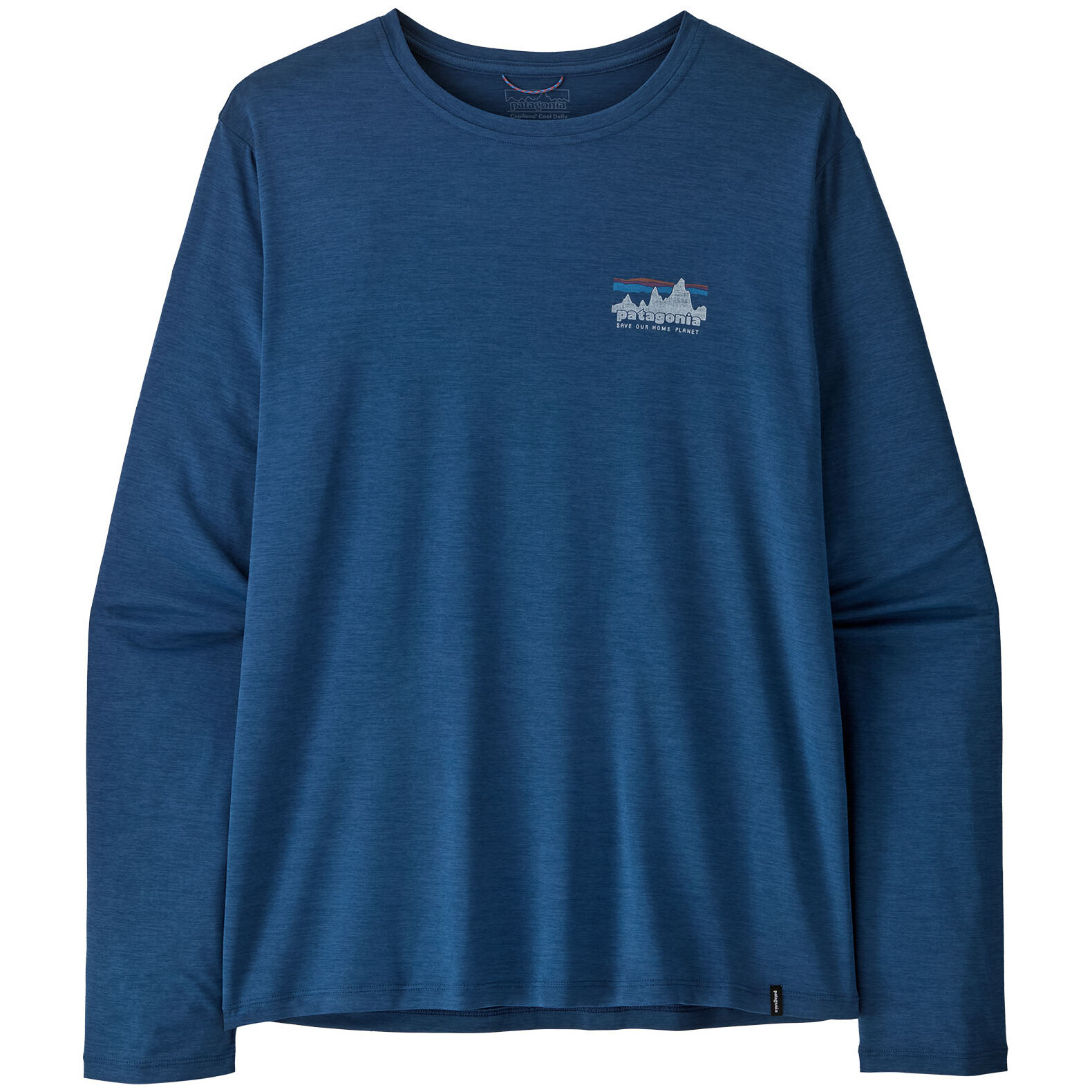 Pánské triko Patagonia M's L/S Cap Cool Daily Shirt - '73 Skyline Velikost: L / Barva: modrá