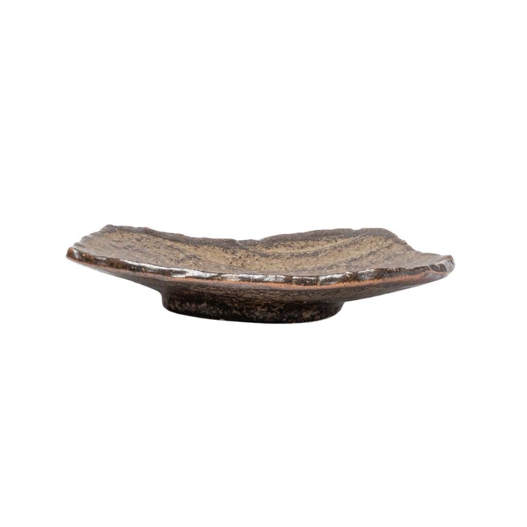 Servírovací talíř TERRA 21 x 17 cm, hnědá, keramika, MIJ