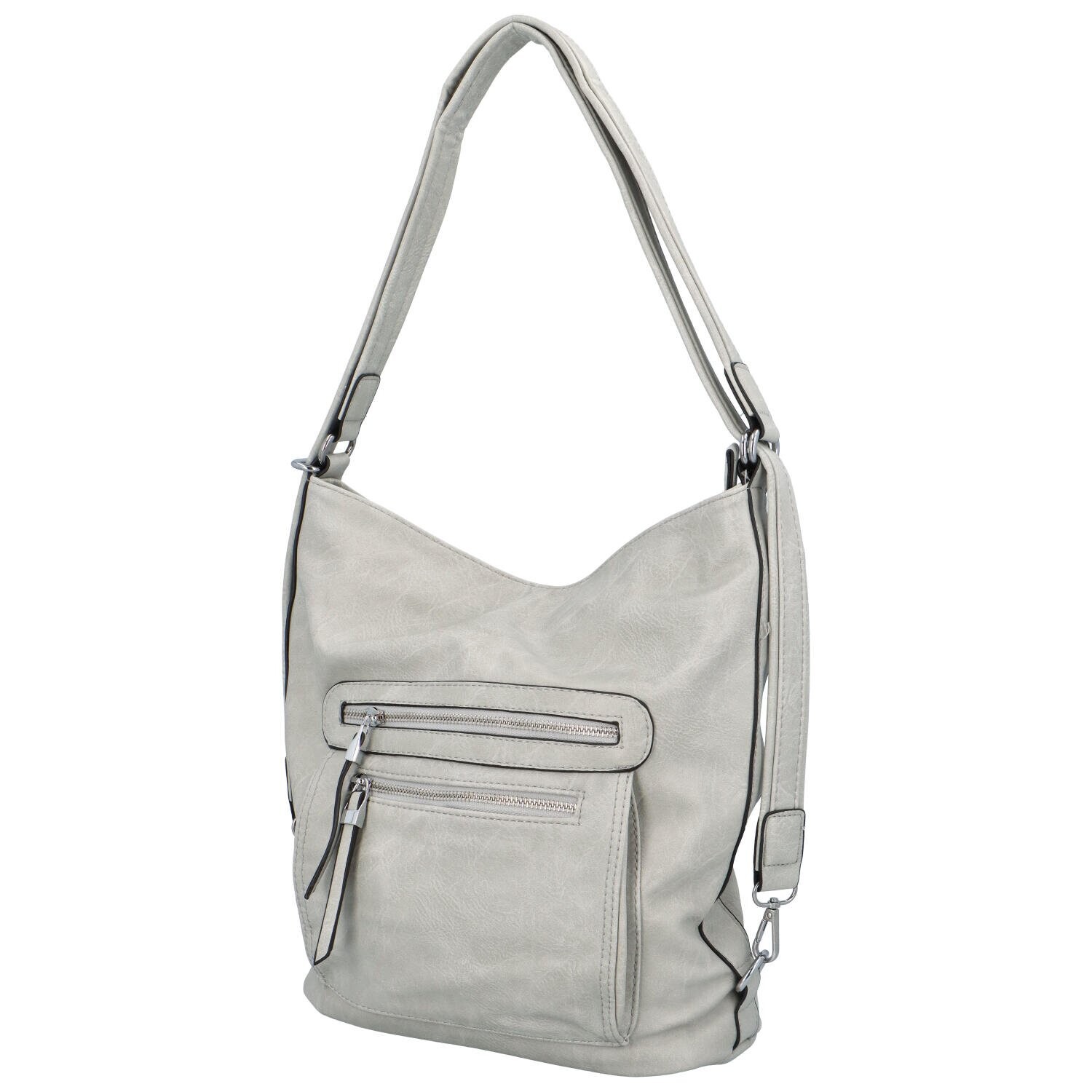 Dámská praktická koženková kabelka/batoh Milie,  světle šedá