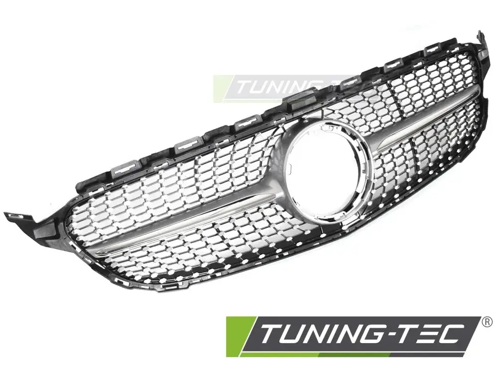 GRILLE DIAMOND SILVER CHROME fits MERCEDES W205 18-21 / S205 18-21 / C205 18-23 / A205 18-23
