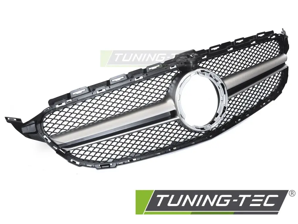 GRILLE BLACK SILVER with CAMERA HOLE fits MERCEDES W205 18-21 / S205 18-21 / C205 18-23 / A205 18-23