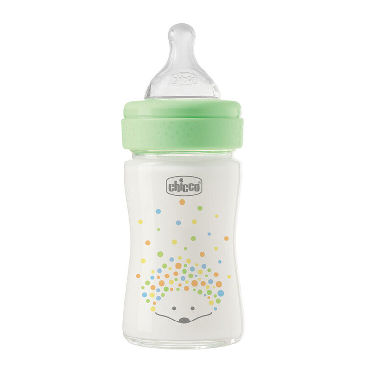 CHICCO Kojenecká skleněná láhev Perfect Easy 150 ml, pomalý silikonový průtok, neutrální, 0m+