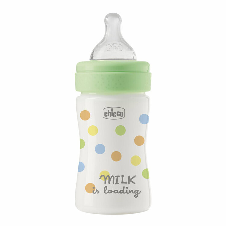 CHICCO Láhev kojenecká Perfect Easy 150 ml, pomalý silikonový průtok, neutrální, 0m+