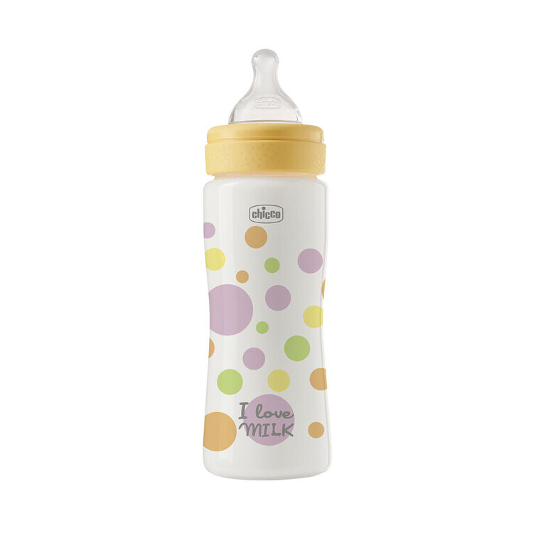 CHICCO Láhev kojenecká Perfect Easy 330 ml, rychlý silikonový průtok, pro chlapce, 4m+