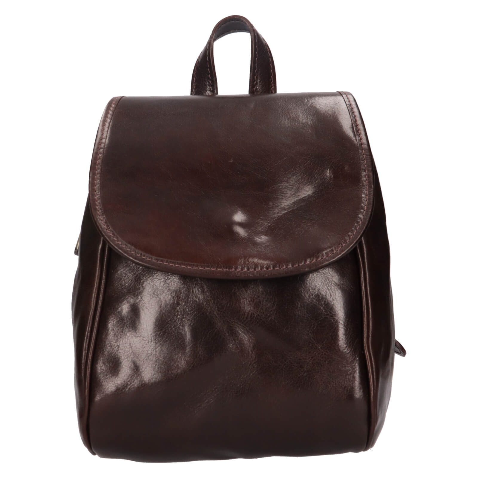 Menší kožený dámský batoh Italia Melas - tmavě hnědá