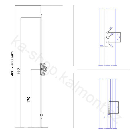 Svislý převod Vorne SP 110-1, KA 480 - 600 / 170 na plastové a dřevěné okno Vorne