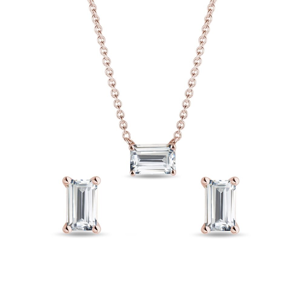 Sada šperků s emerald diamanty v růžovém zlatě KLENOTA