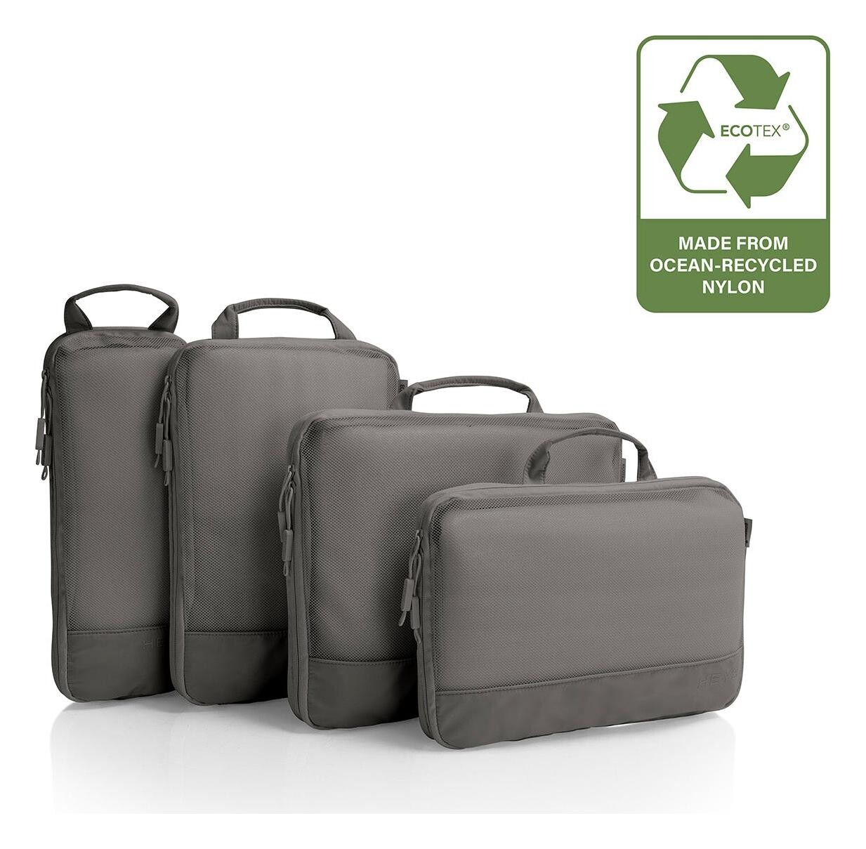 Cestovní organizéry Heys Ecotex Compression Packing Cube 4 Pc Set Grey Stone