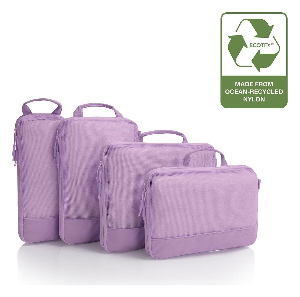 Cestovní organizéry Heys Ecotex Compression Packing Cube 4 Pc Set Lilac Blossom