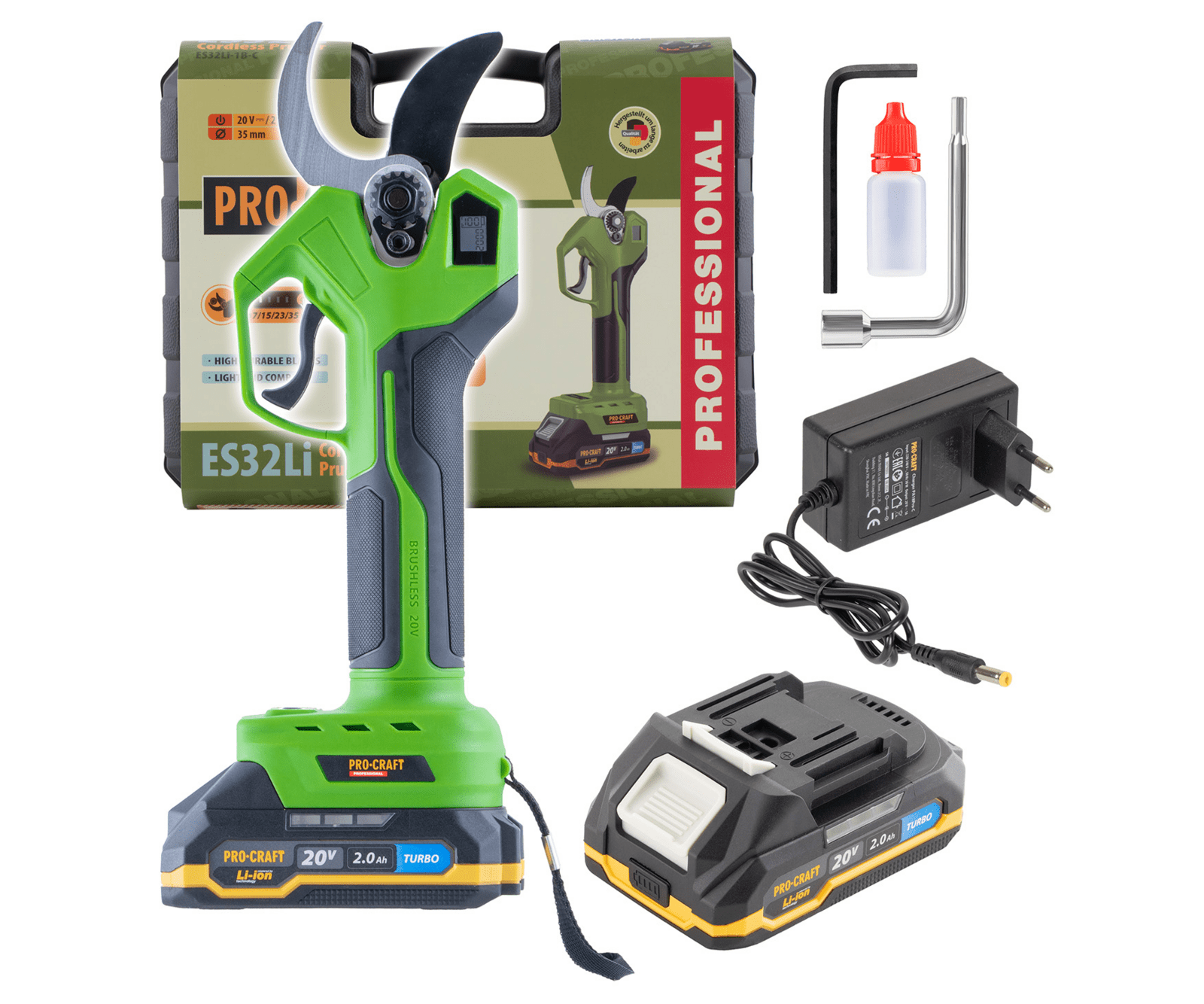 Procraft ES32Li aku zahradní nůžky 20V 1x2.0Ah