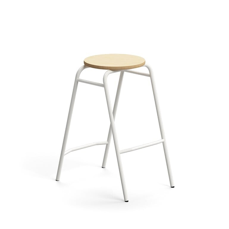 Barová stolička ALTUS, výška 690 mm, bílá/bříza