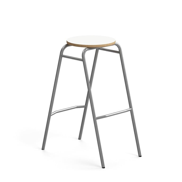 Barová stolička ALTUS, výška 790 mm, stříbrná/bílá