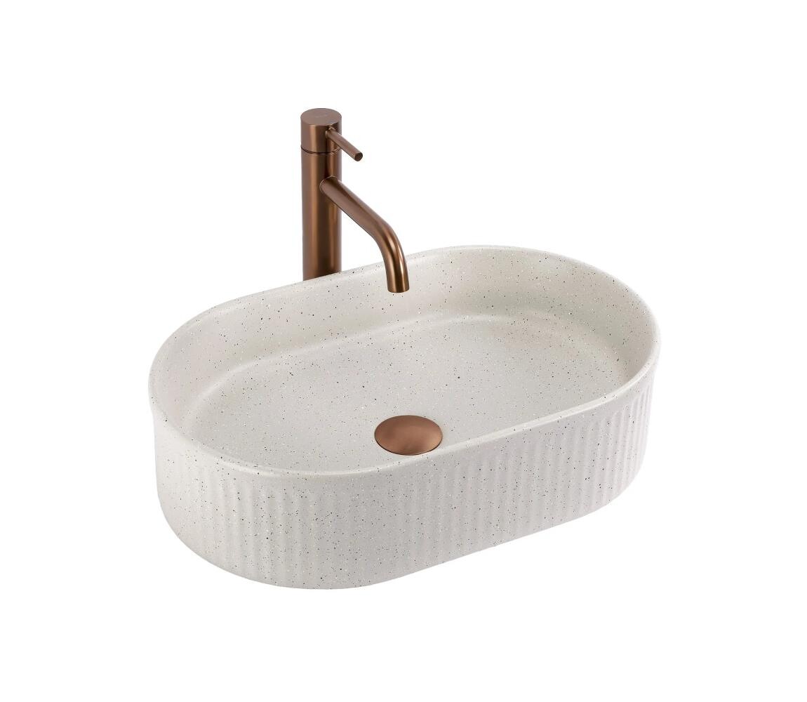 REA-U7342 - Umyvadlo na desku VANDA 31x49 cm keramika/béžová/imitace kamene REA-U7342