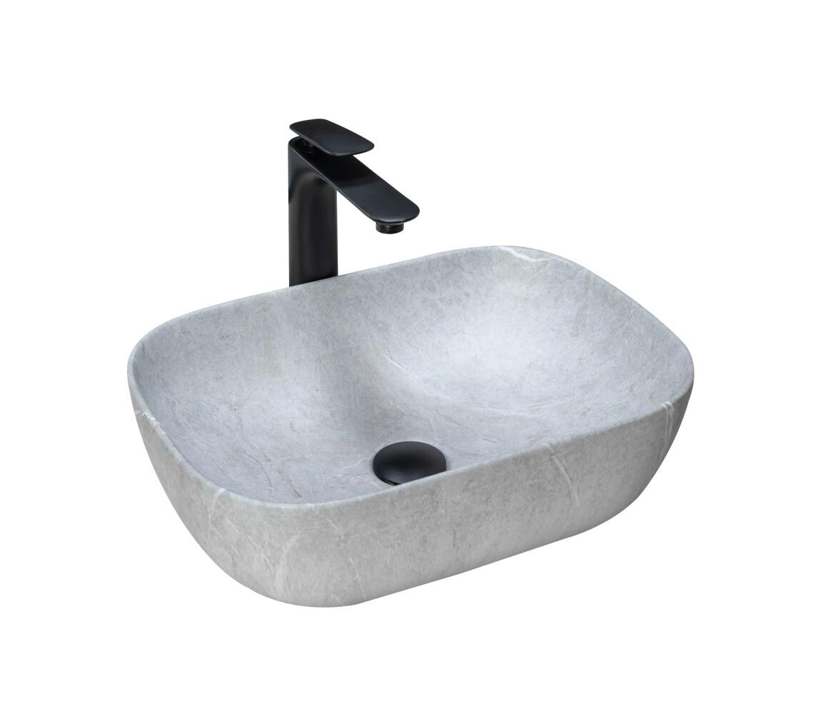 REA-U3801 - Umyvadlo na desku LIVIA 33,5x46,5 cm keramika/šedá/imitace kamene REA-U3801