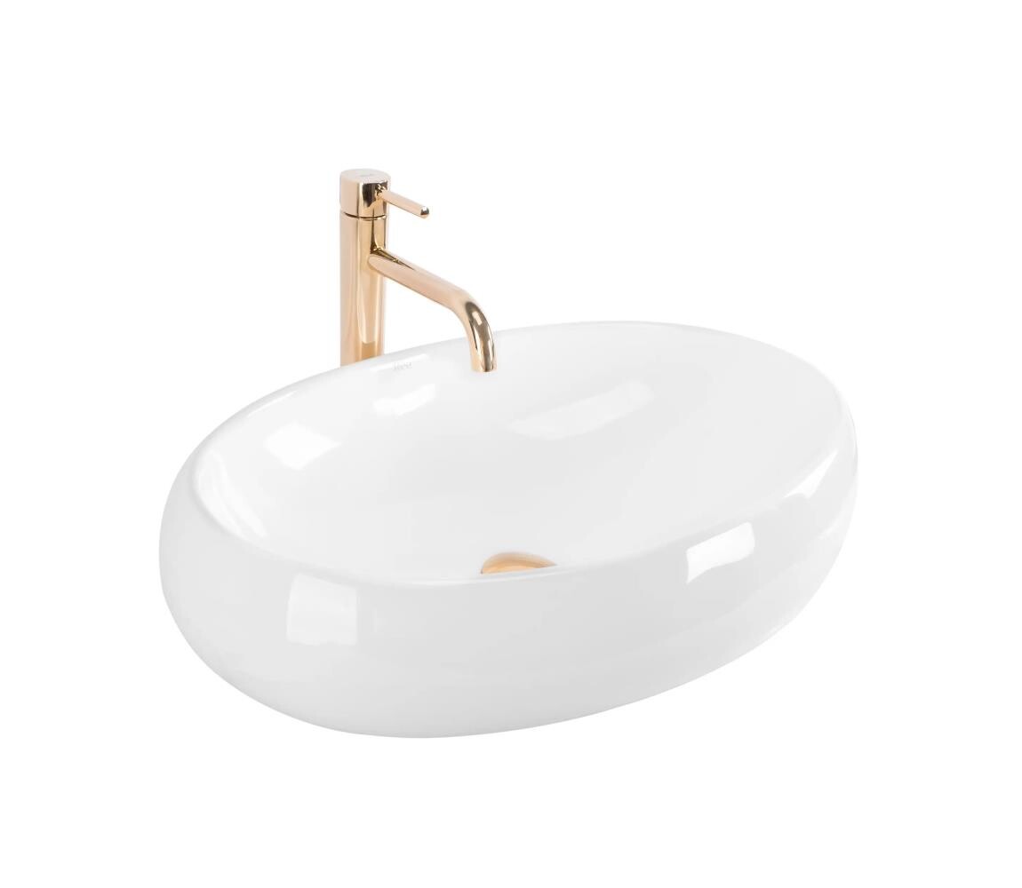 REA-U0656 - Umyvadlo na desku MELANIA 40,5x60 cm keramika/lesklá bílá REA-U0656