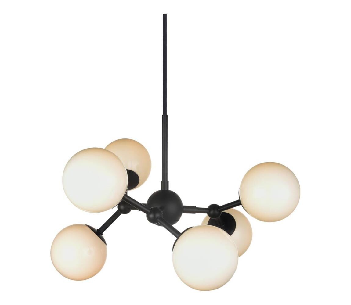 Halo Design 736546 - Lustr na lanku ATOM 6xG9/28W/230V pr. 45 cm černá/bílá 736546