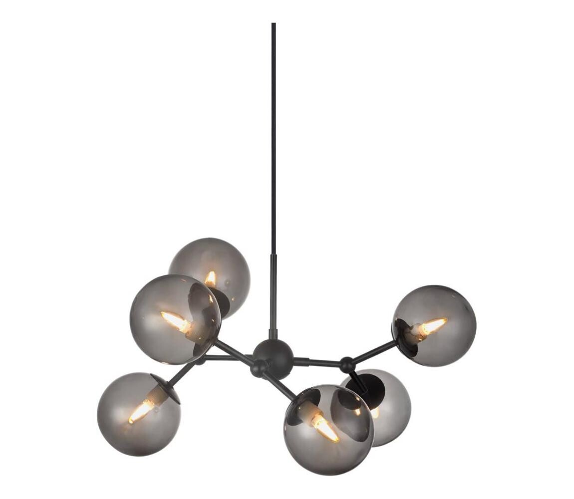 Halo Design 738823 - Lustr na lanku ATOM 6xG9/28W/230V pr. 57 cm černá/k. černá 738823