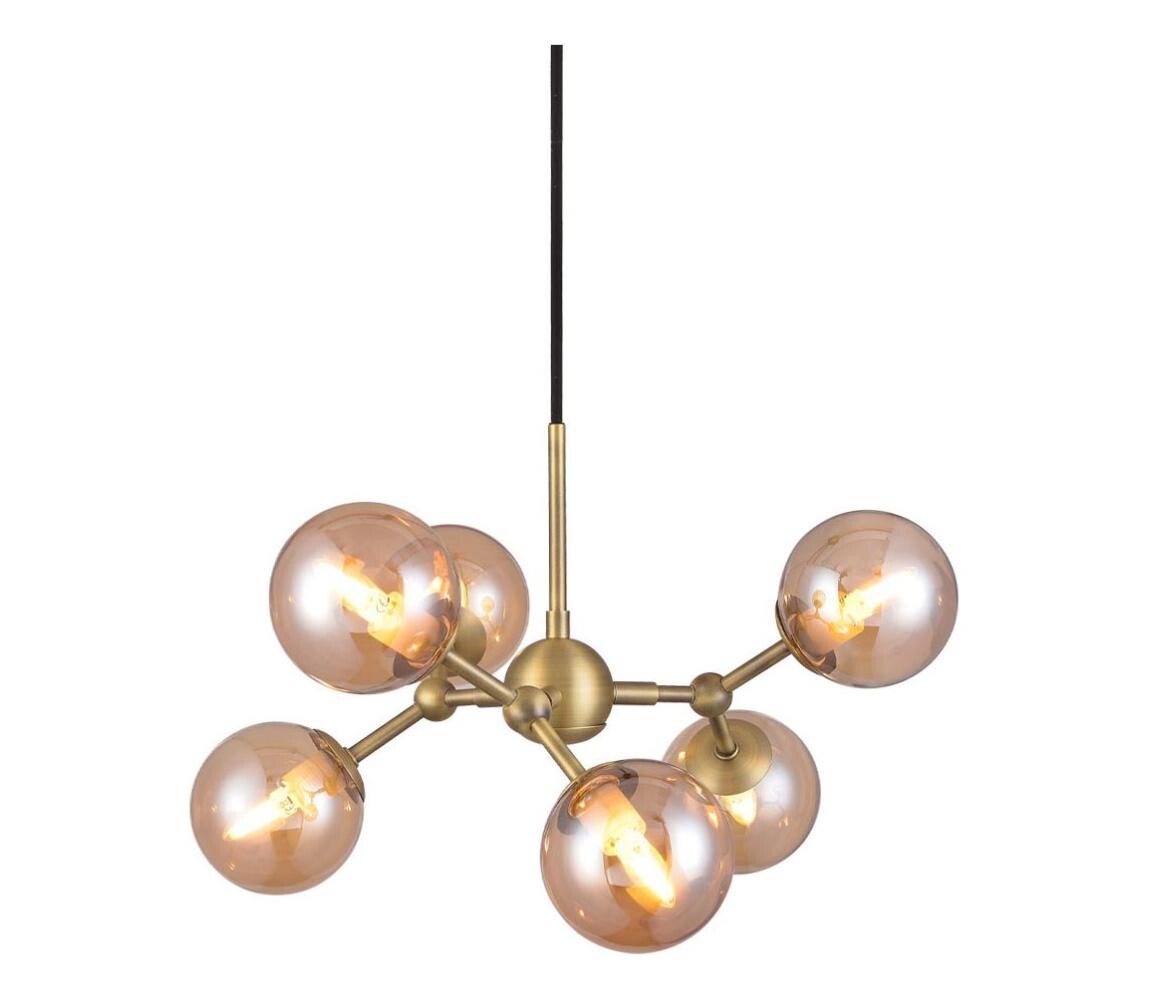 Halo Design 736560 - Lustr na lanku ATOM 6xG9/28W/230V pr. 45 cm mosaz/k. béžová 736560