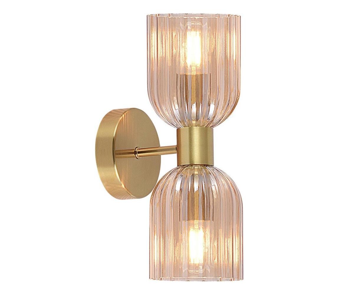 Light Prestige Nástěnná lampa PIEGA 2xE14/10W/230V mosaz/kouřová béžová LP-939/2W amber