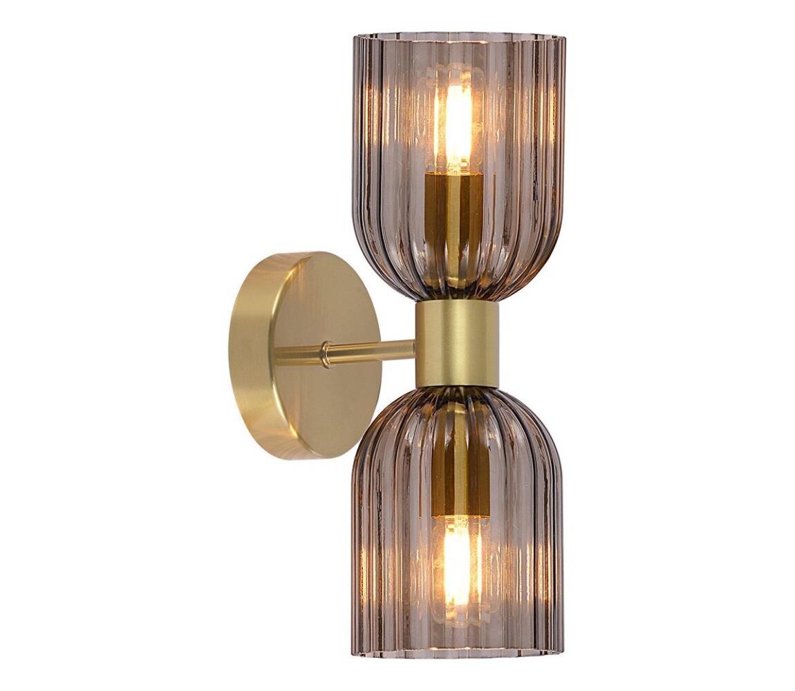 Light Prestige Nástěnná lampa PIEGA 2xE14/10W/230V mosaz/kouřová černá LP-939/2W smoked