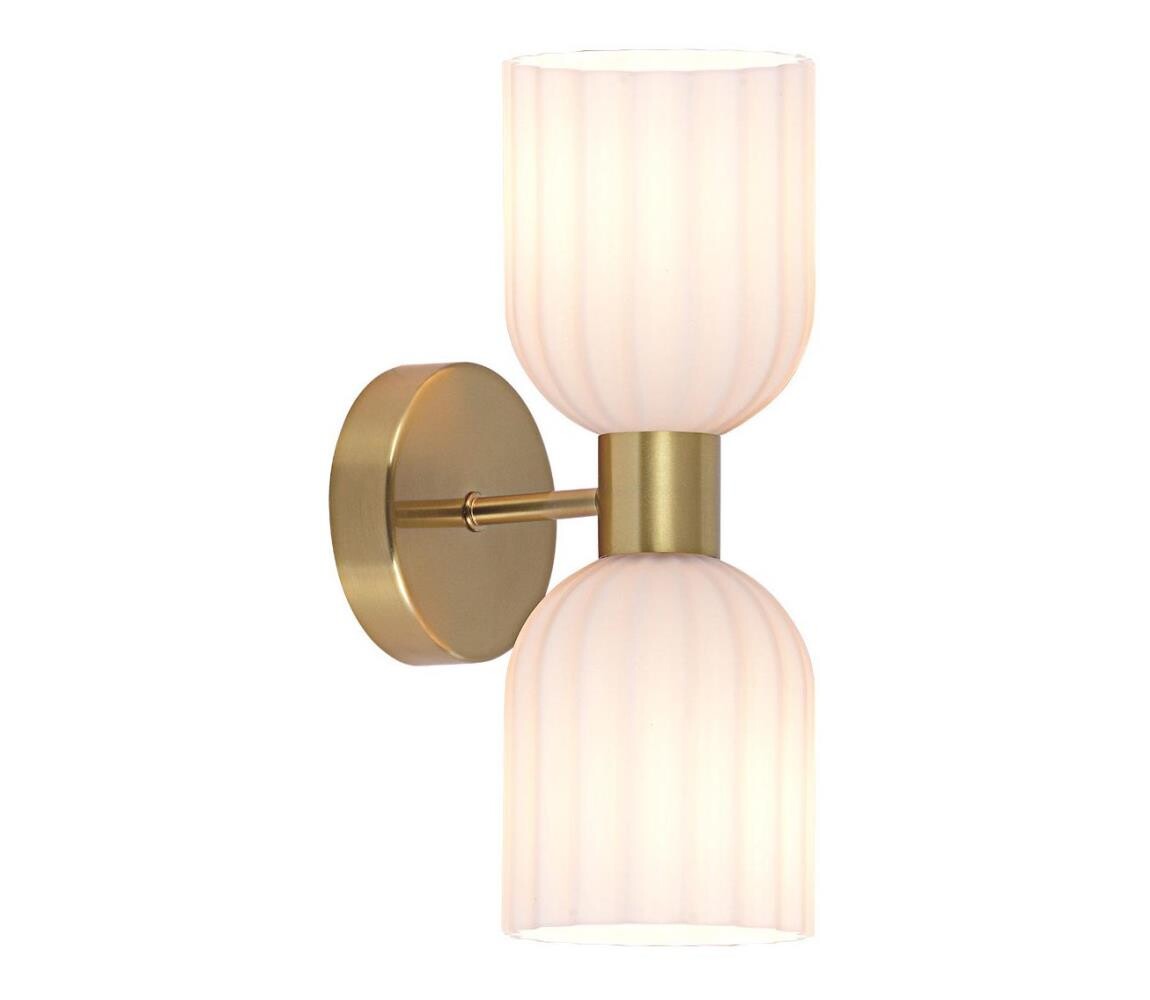 Light Prestige Nástěnná lampa PIEGA 2xE14/10W/230V mosaz/bílá LP-939/2W white