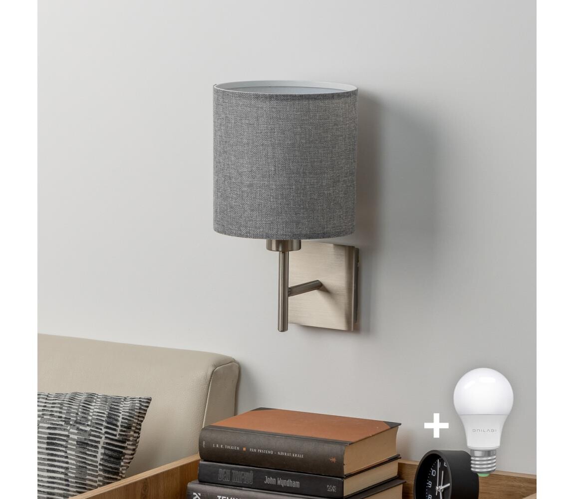 Eglo - LED  Nástěnné svítidlo TUNJA 1xE27/60W/230V matný chrom/šedá 1xEG32507+1xEG32495