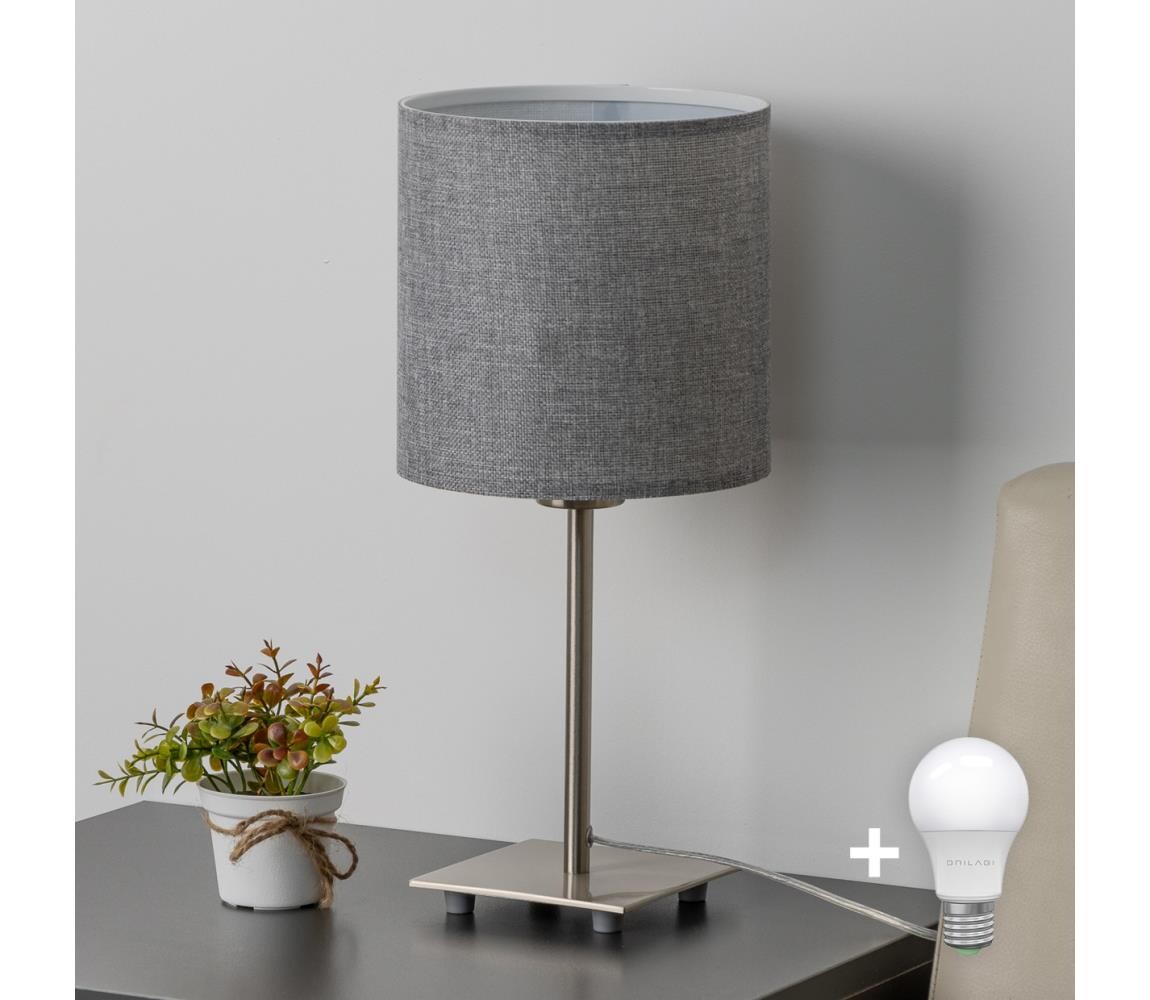 Eglo - LED  Stolní lampa TUNJA 1xE27/60W/230V 26,5 cm matný chrom/šedá 1xEG32509+1xEG32495
