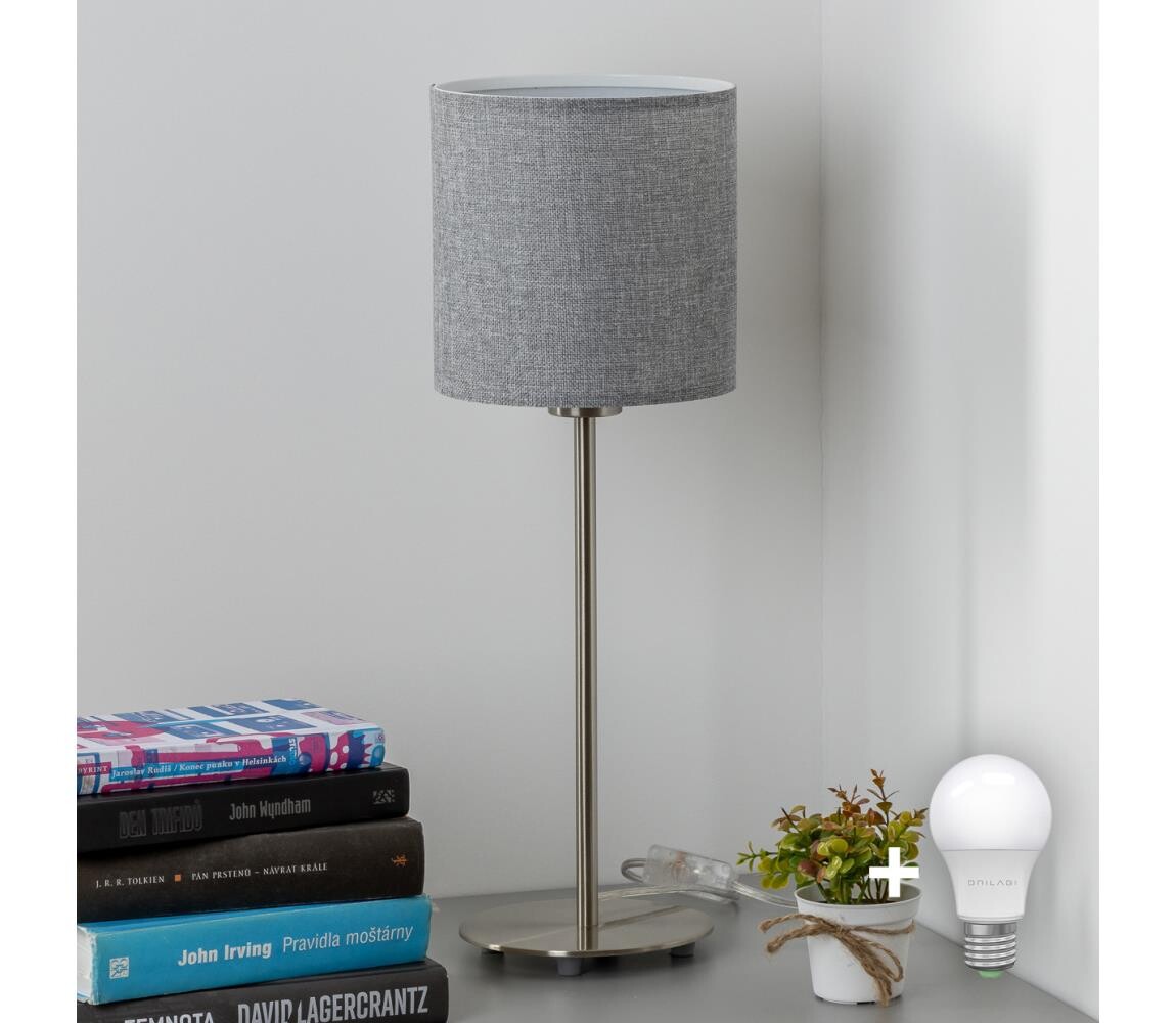Eglo - LED  Stolní lampa TUNJA 1xE27/60W/230V 38,5 cm matný chrom/šedá 1xEG32512+1xEG32495