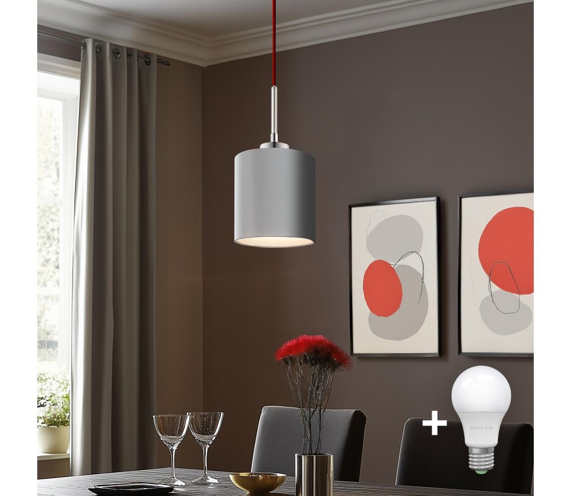 Eglo - LED  Lustr na lanku TUNJA 1xE27/60W/230V šedá 1xEG32516+1xEG32495