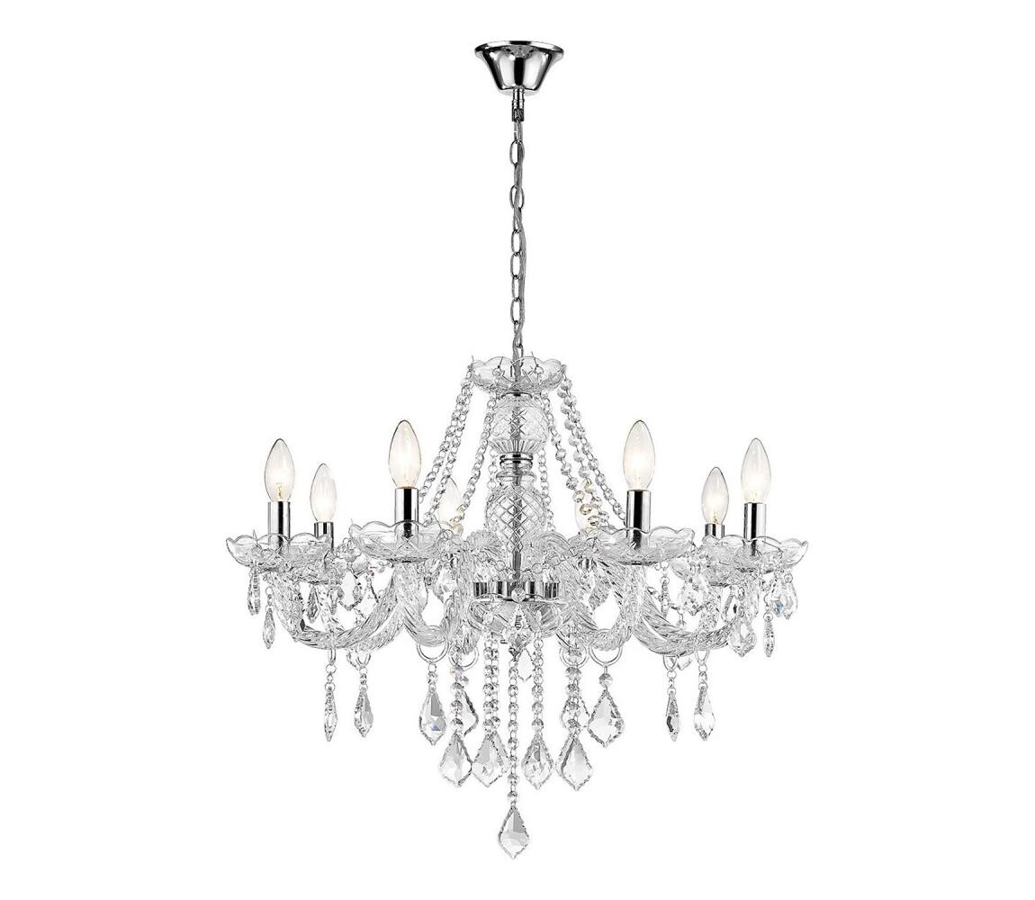 Light Prestige Lustr na řetězu CRISTALLO 8xE14/60W/230V lesklý chrom LP-2940/8P