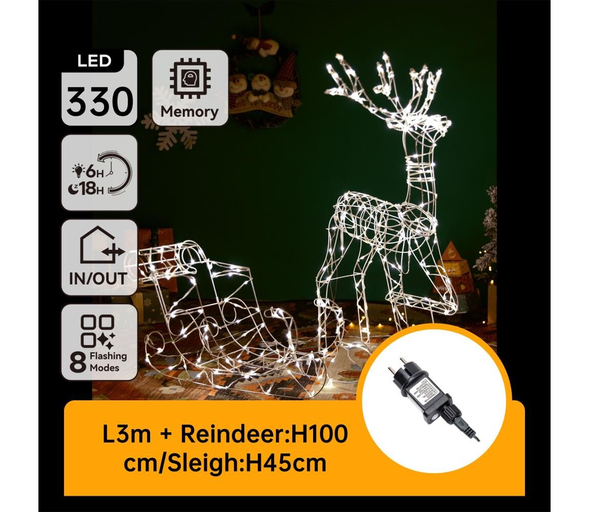 B.V. -LED Venkovní dekorace LED/3,6W/31/230V 2700K 90/45cm IP44 sob se sáněmi B10303K6N