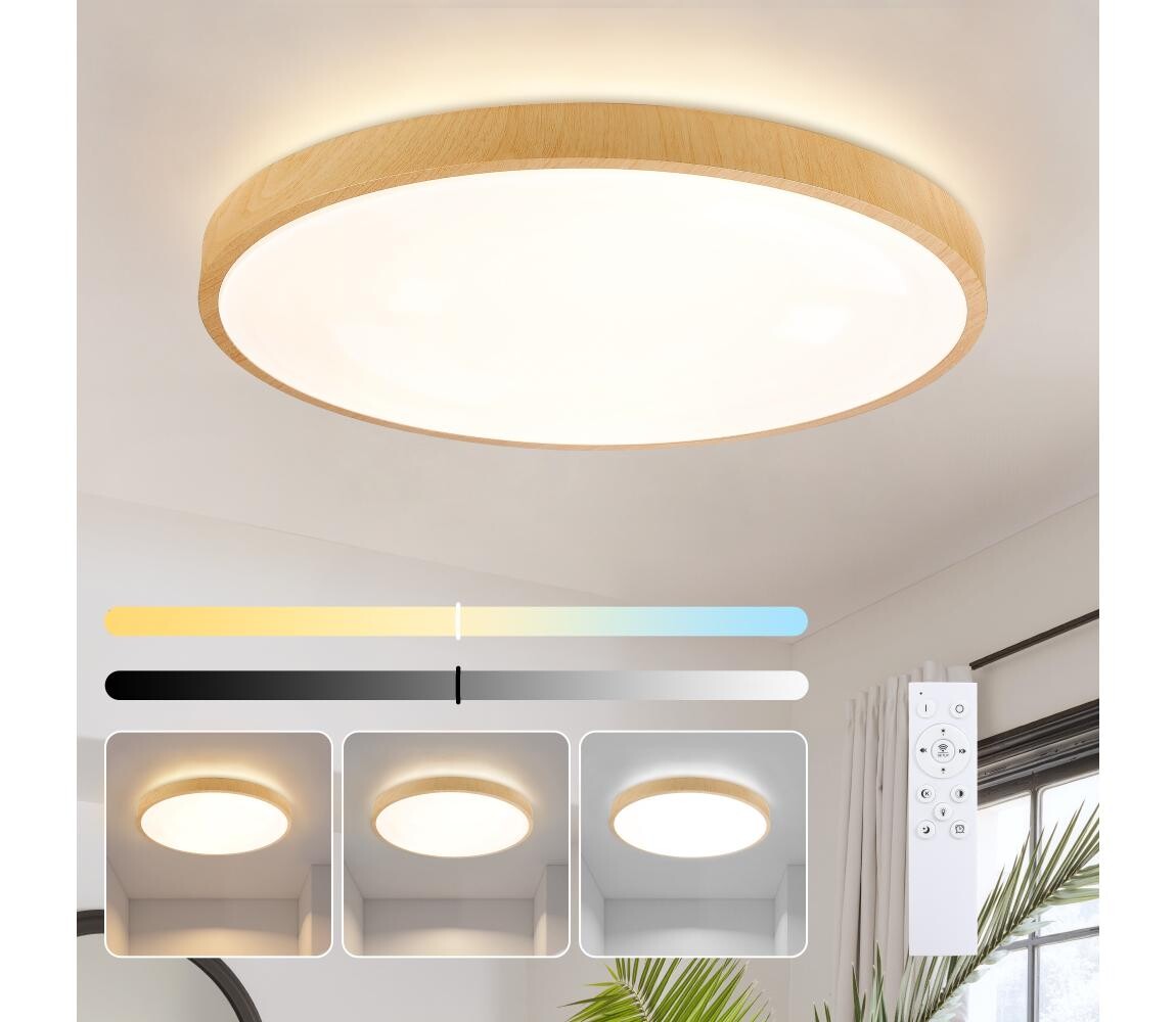 Brilagi-LED Stmívat. svítidlo GLASS POOL DOUBLE LED/80W/230V 60 cm dek. dřeva+DO BRI753