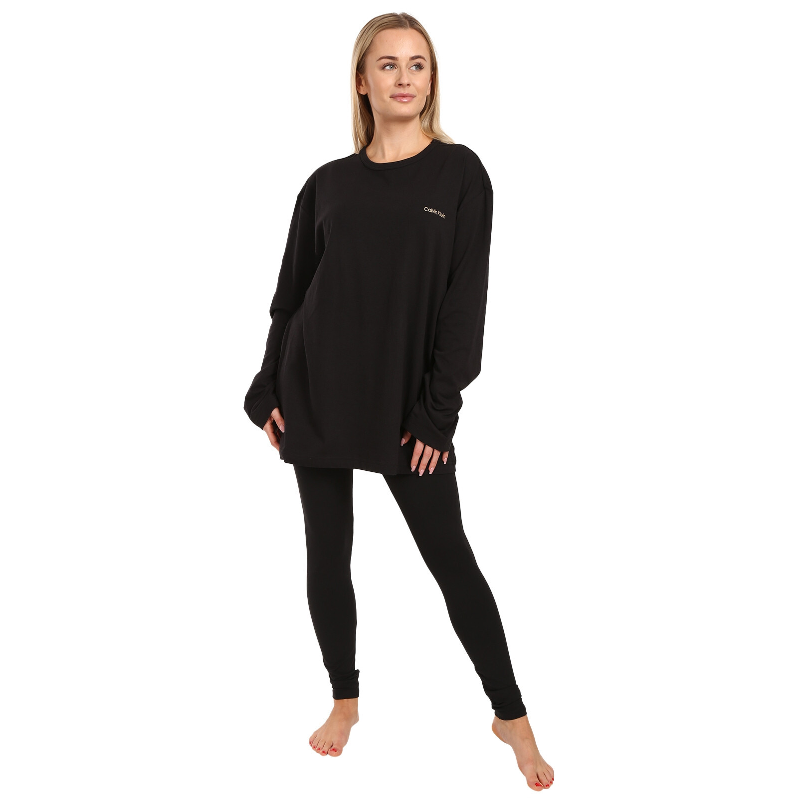 Poškozený obal - Dámské pyžamo Calvin Klein černé (QS7046E-UB1) L