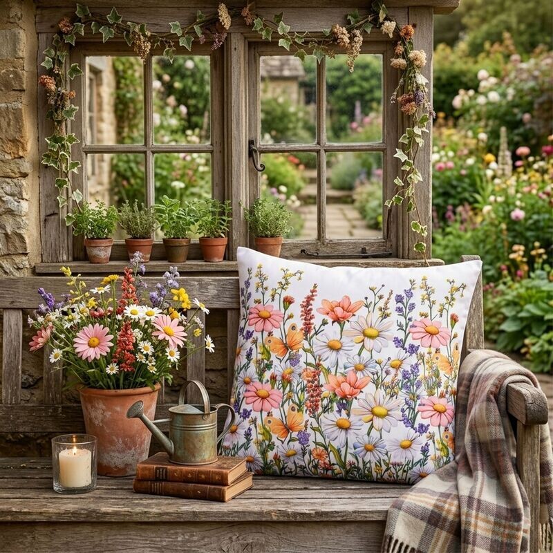 Návlek na polštář, Barevné Kopretinky, 40 x 40 cm