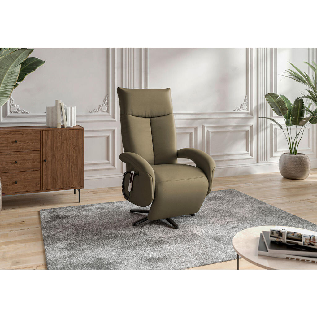 Sit & More KŘESLO, kůže, olivově zelená