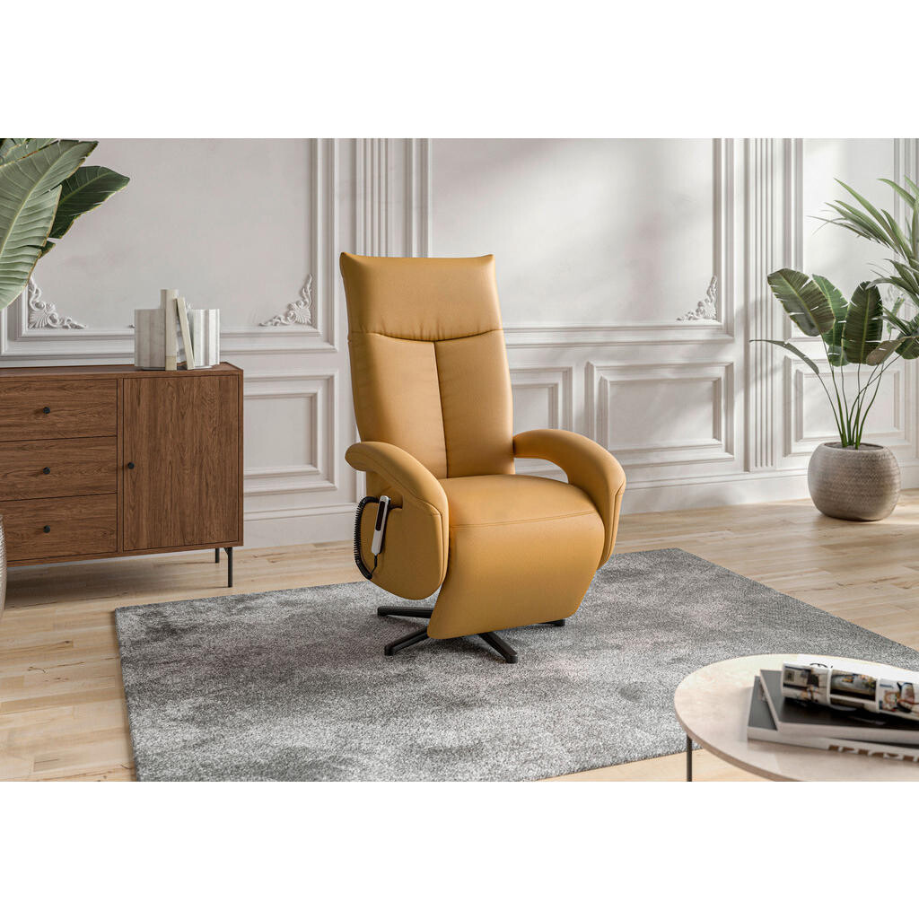 Sit & More KŘESLO, kůže, curry žlutá