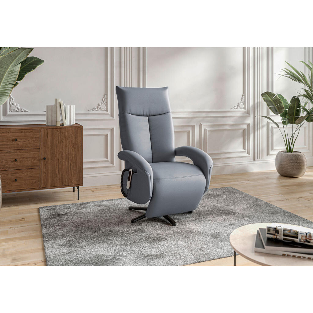 Sit & More KŘESLO, kůže, šedomodrá