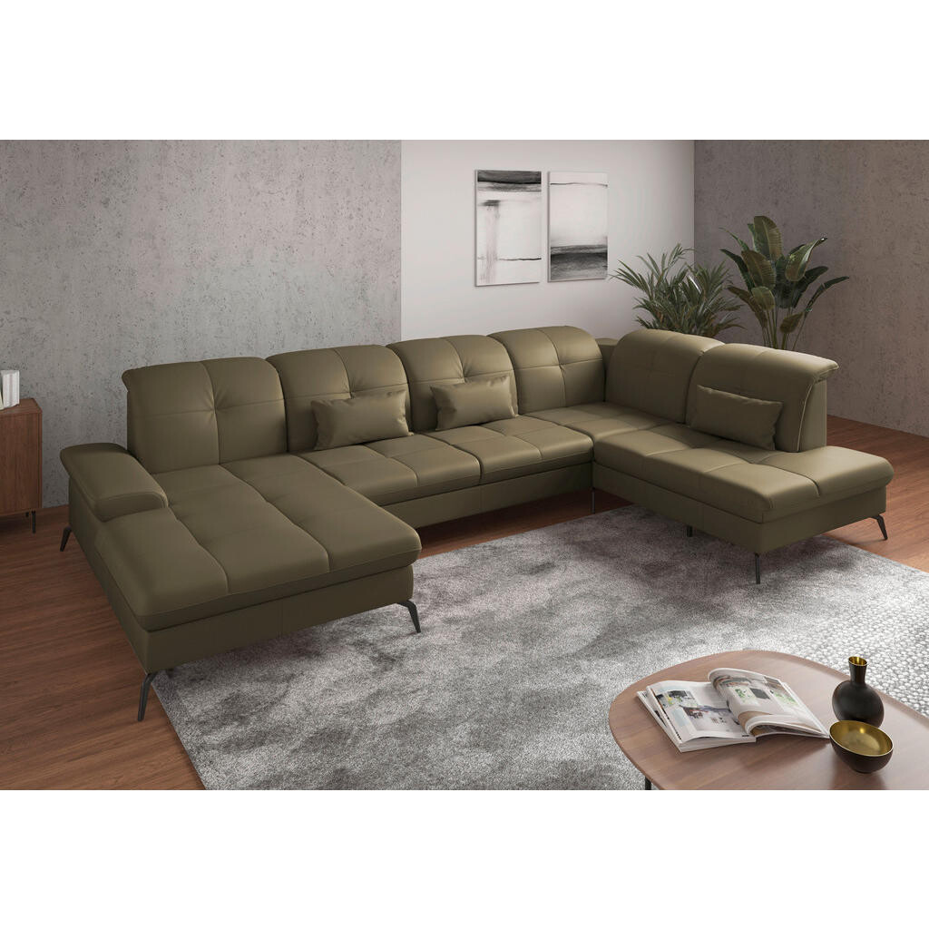 Sit & More SEDACÍ SOUPRAVA, kůže, olivově zelená