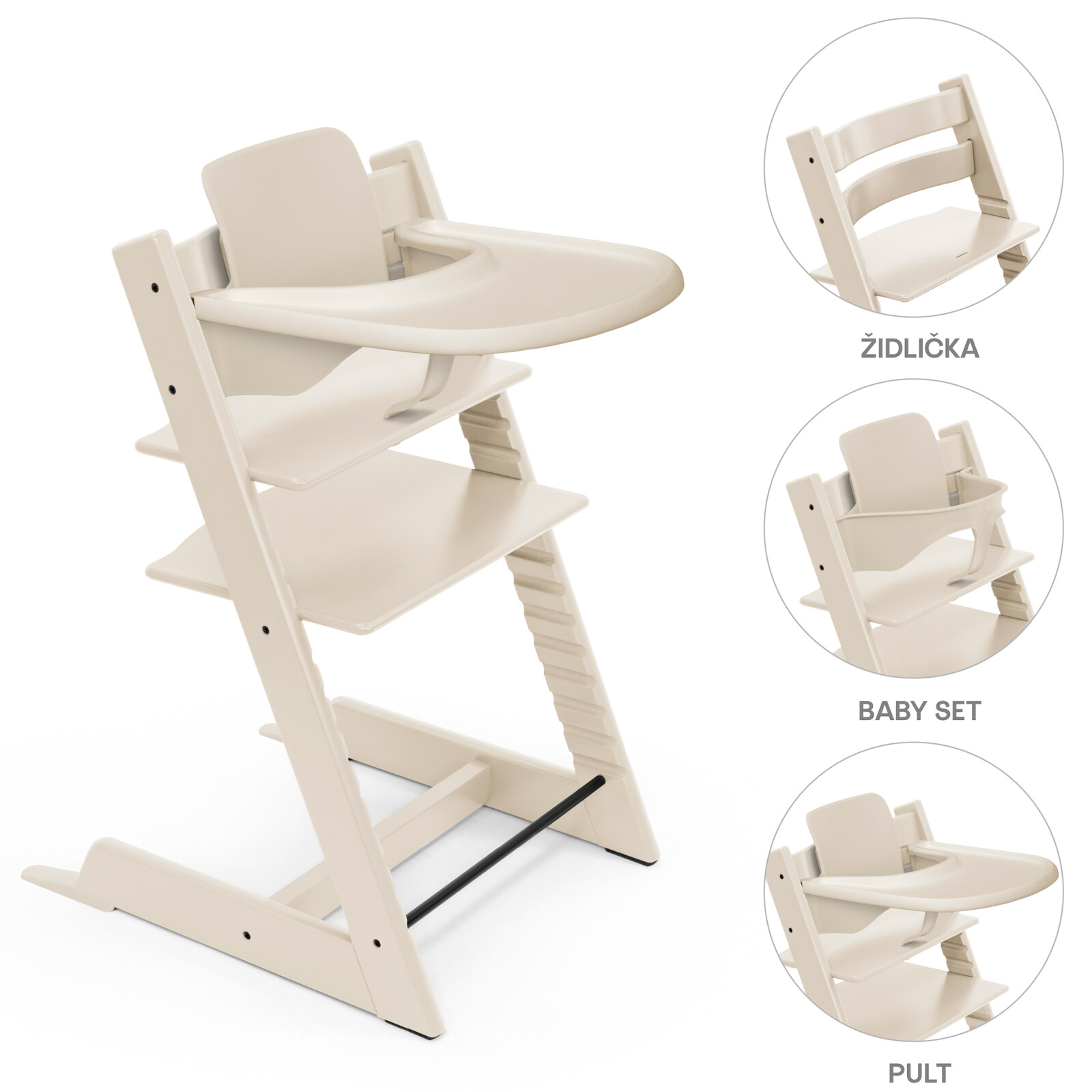 Stokke Židlička Tripp Trapp® + Baby set + pult Vanilla White - zvýhodněný set