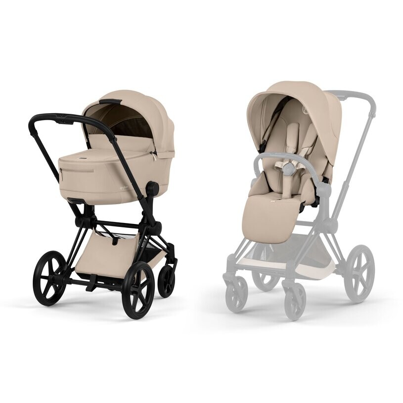 Cybex PRIAM Comfort Matt Black + skládací korbička Cozy Beige | beige 2026