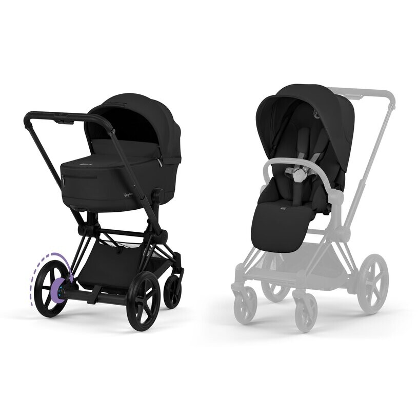 Cybex ePRIAM Comfort Matt Black + skládací korbička Sepia Black | black 2026
