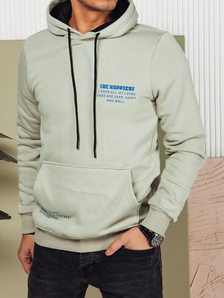 Pánská mikina s kapucí v olivové barvě