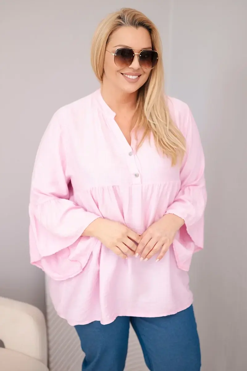 Kesi dámská viskózová plus-size halenka s volánovými rukávy