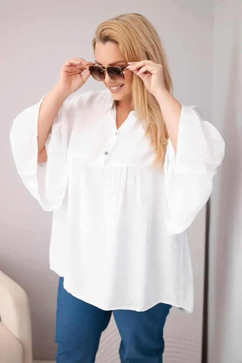 Plus size halenka Kesi s řasenými rukávy