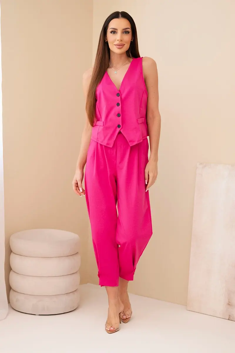 Kesi Włoski souprava vesta + kalhoty světle růžová